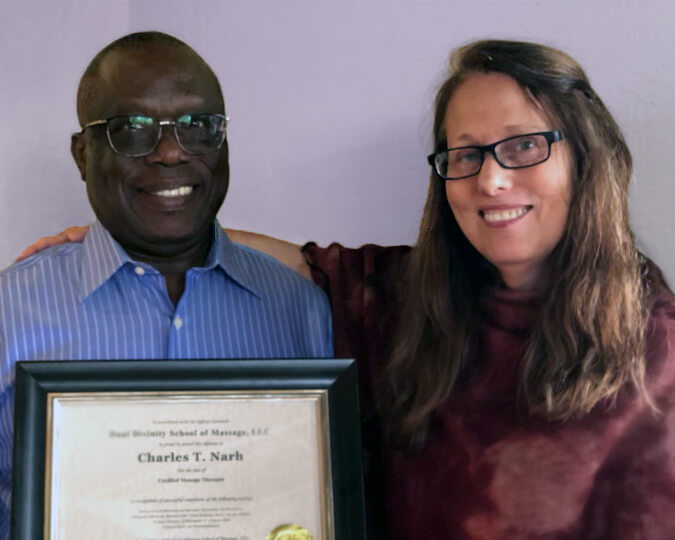 Instructor, Judy Magnant LMT and Student